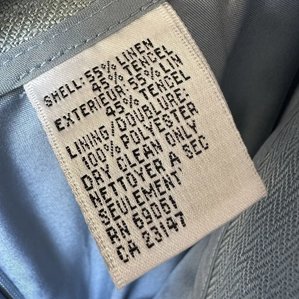Talbots Irish Linen Skirt‎ Suit Set Women's Size 8 Waist 28 Inch Lined Blue Gray